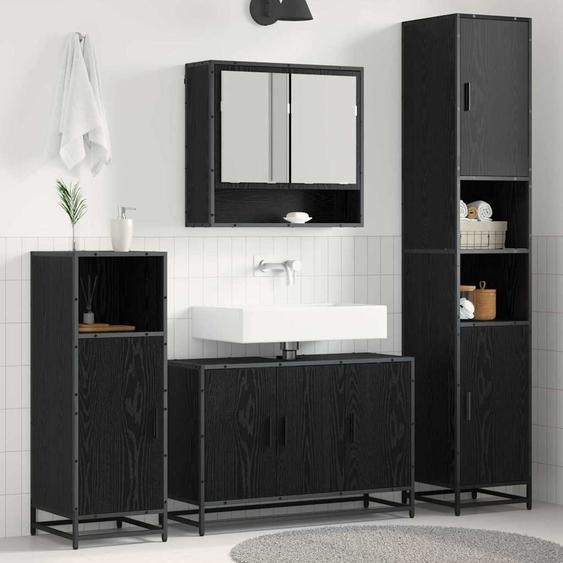 Ensemble de mobilier de salle de bain 4 pcs Chêne noir