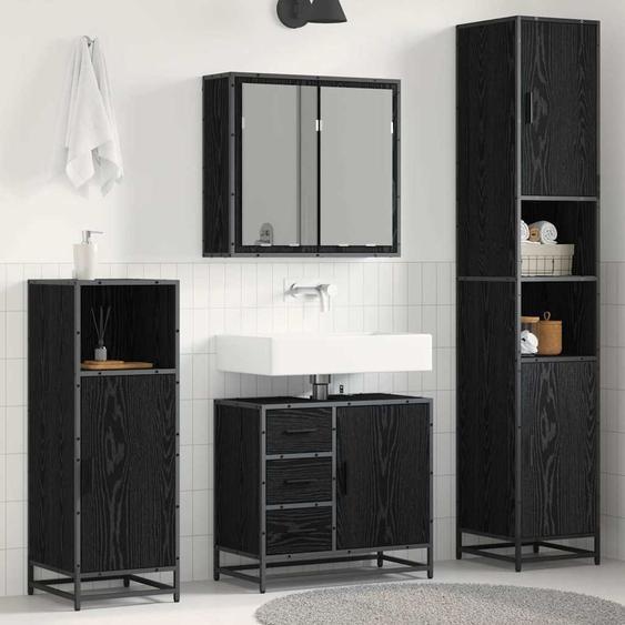 Ensemble de mobilier de salle de bain 4 pcs Chêne noir