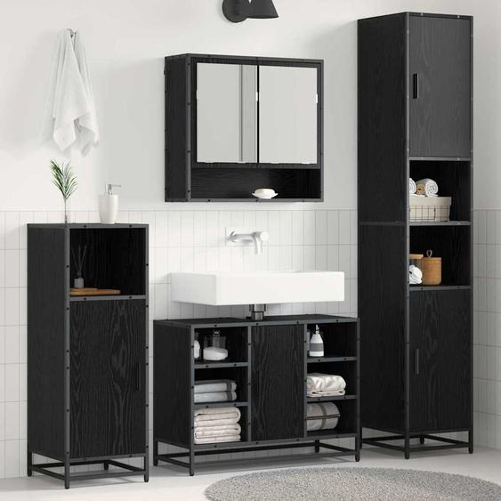Ensemble de mobilier de salle de bain 4 pcs Chêne noir
