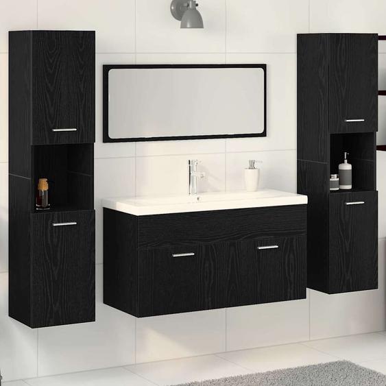Ensemble de mobilier de salle de bain 4 pcs Chêne noir