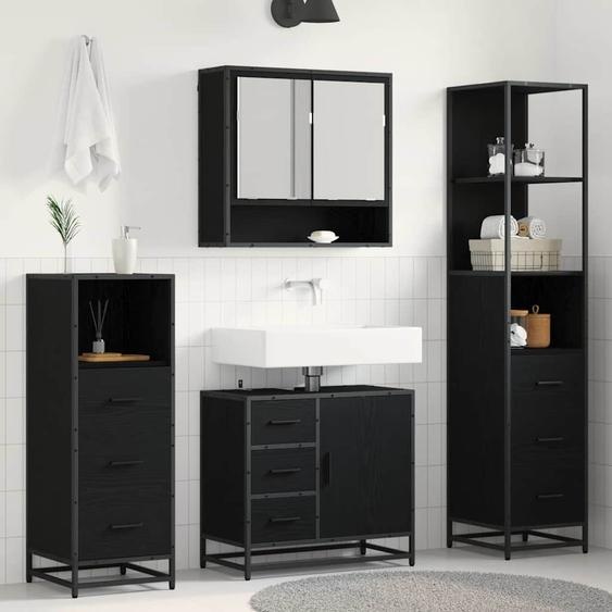 Ensemble de mobilier de salle de bain 4 pcs Chêne noir