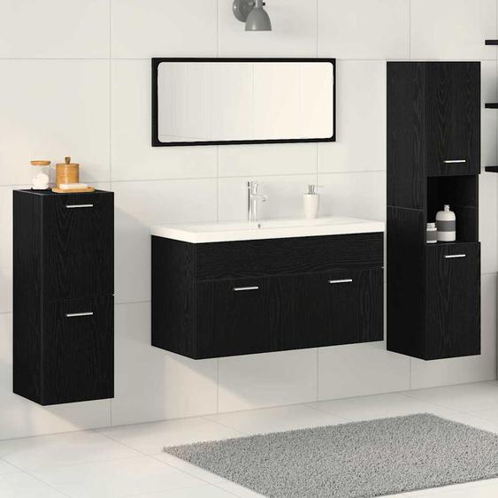 Ensemble de mobilier de salle de bain 5 pcs Chêne noir