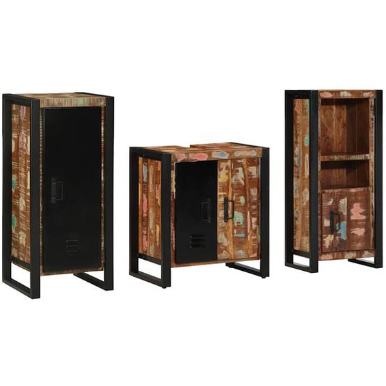 Ensemble de mobilier de salle de bain 3 pcs Bois Recyclé Solide