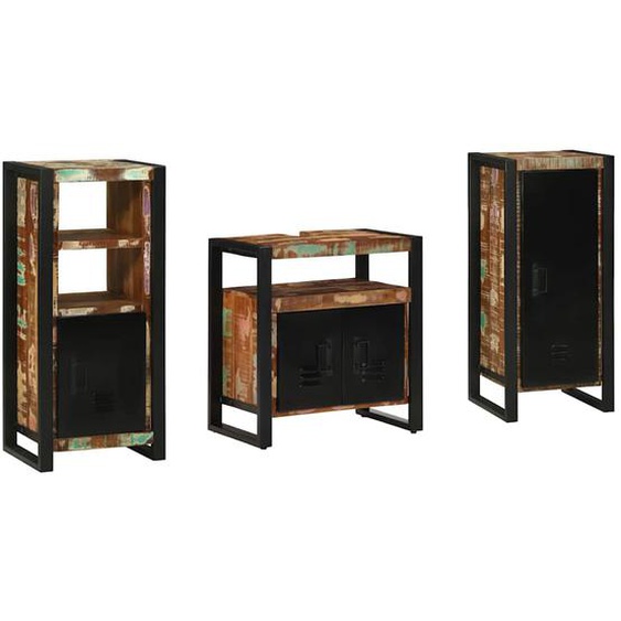 Ensemble de mobilier de salle de bain 3 pcs Bois Recyclé Solide
