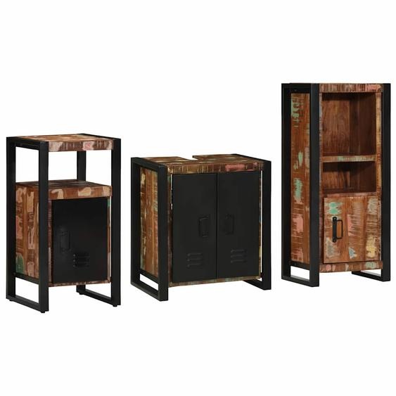 Ensemble de mobilier de salle de bain 3 pcs Bois Recyclé Solide