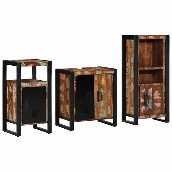 Ensemble de mobilier de salle de bain 3 pcs Bois Recyclé Solide