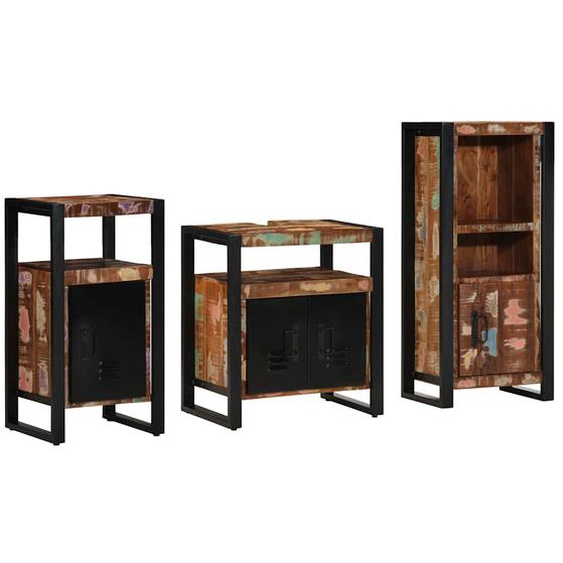 Ensemble de mobilier de salle de bain 3 pcs Bois Recyclé Solide