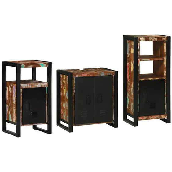Ensemble de mobilier de salle de bain 3 pcs Bois Recyclé Solide