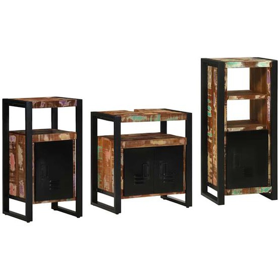 Ensemble de mobilier de salle de bain 3 pcs Bois Recyclé Solide