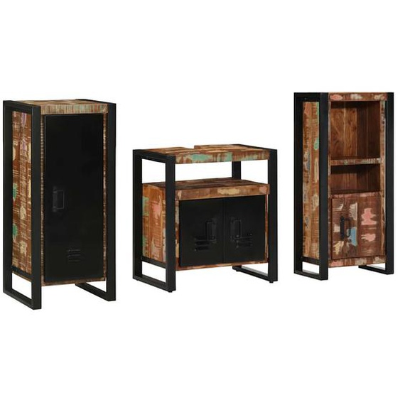 Ensemble de mobilier de salle de bain 3 pcs Bois Recyclé Solide