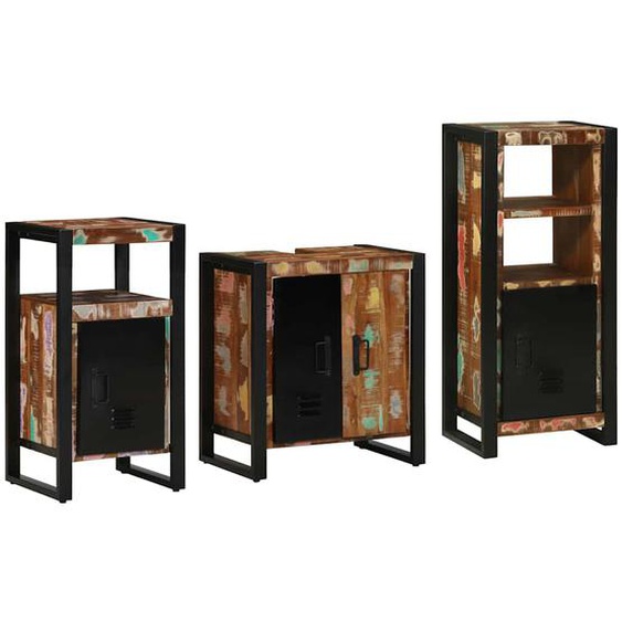 Ensemble de mobilier de salle de bain 3 pcs Bois Recyclé Solide