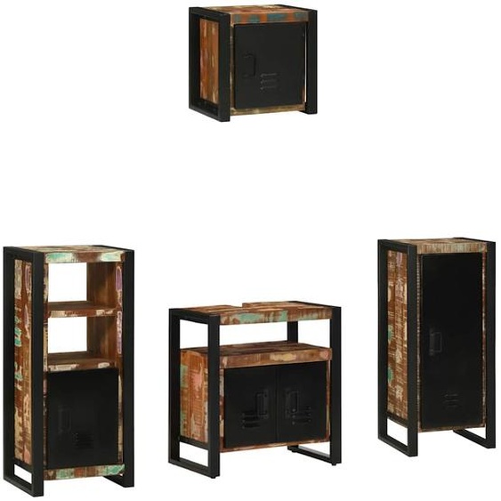 Ensemble de mobilier de salle de bain 4 pcs Bois Recyclé Solide