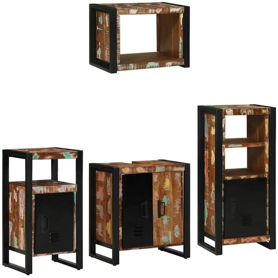 Ensemble de mobilier de salle de bain 4 pcs Bois Recyclé Solide