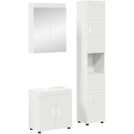 Ensemble de mobilier de salle de bain avec étagère TULUM Blanc
