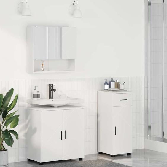 Ensemble de mobilier de salle de bain avec tiroir 3 pcs Blanc