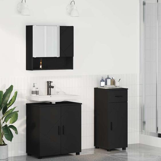 Ensemble de mobilier de salle de bain avec tiroir 3 pcs Noir