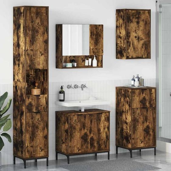 Ensemble de mobilier de salle de bain avec tiroir Chêne fumé