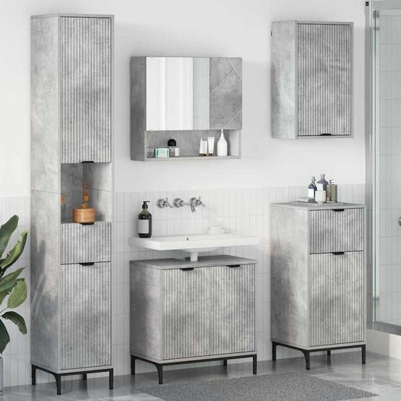 Ensemble de mobilier de salle de bain avec tiroir Gris béton