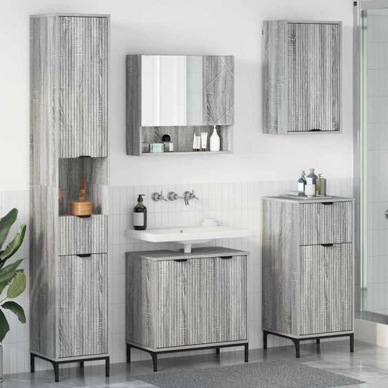 Ensemble de mobilier de salle de bain avec tiroir Gris Sonoma