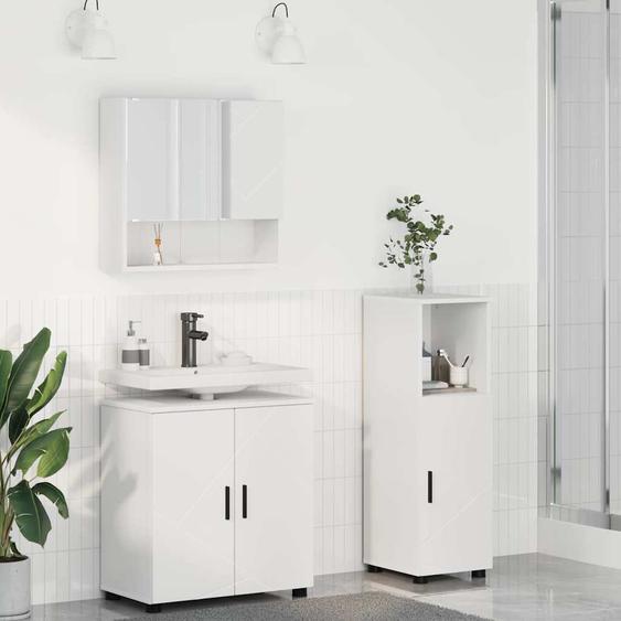 Ensemble de mobilier de salle de bain Montage mural 3 pcs Blanc