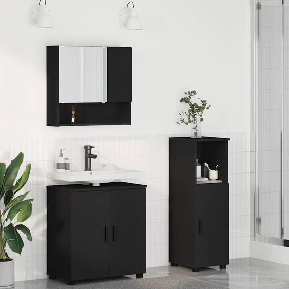 Ensemble de mobilier de salle de bain Montage mural 3 pcs Noir