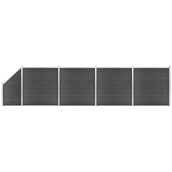 Ensemble de panneau de clôture WPC 792x(105-186) cm Noir