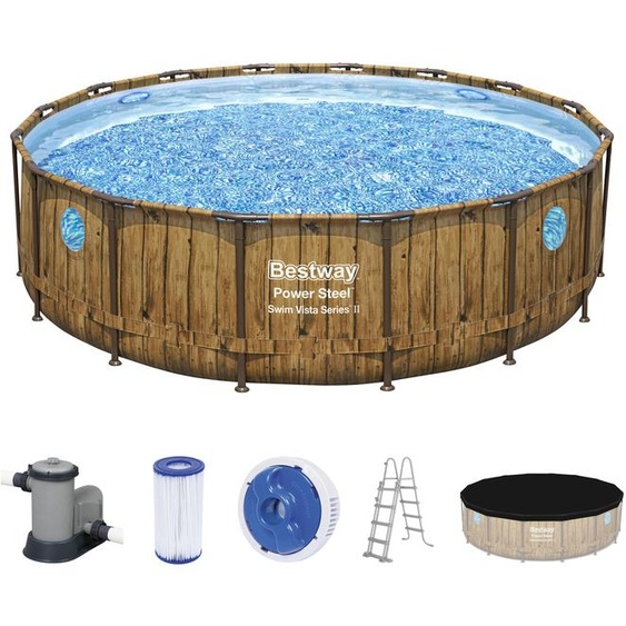 Ensemble de piscine Power Steel™ Swim Vista Series™ II, cadre en acier, dimensions 4,88 m x 1,22 m, aspect bois