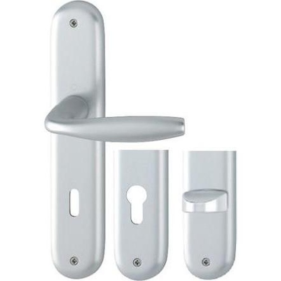 Ensemble de porte sur plaque New york Clé L anodisé argent F1 HOPPE - 1810/300M - 195mm - 3281961