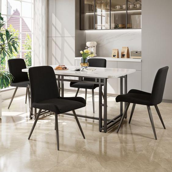 Ensemble De Salle À Manger (5 Pièces), Table À Manger Avec 4 Chaises Noir, Table De Cuisine Moderne, Table En MDF, Pieds Noir