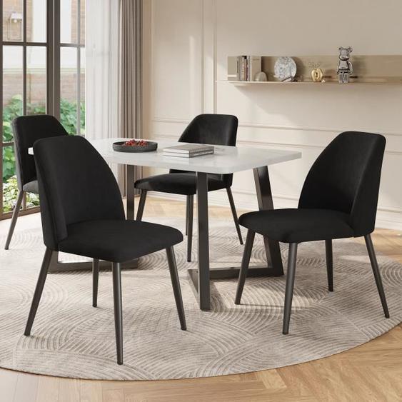 Ensemble de salle à manger (5 pièces), table de salle à manger 117x68cm avec 4 chaises set, table de cuisine moderne en marbre, chai