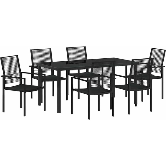 Ensemble de salle à manger de jardin 7 pièces Acier thermolaqué noir
