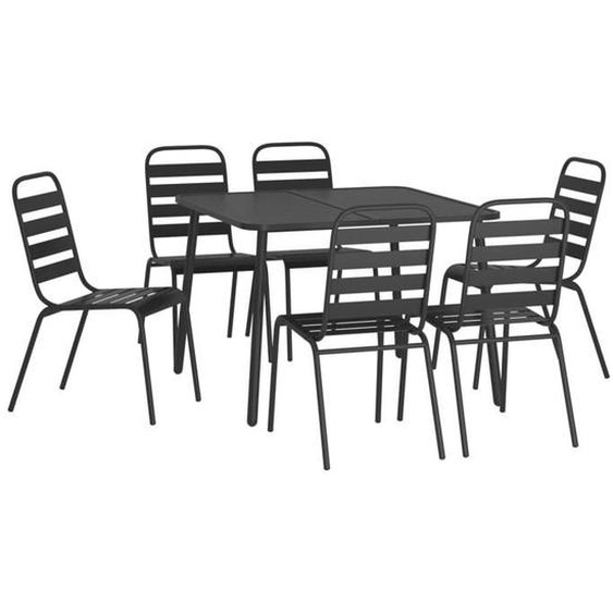Ensemble de salle a manger de jardin meuble exterieur 7 pieces anthracite acier