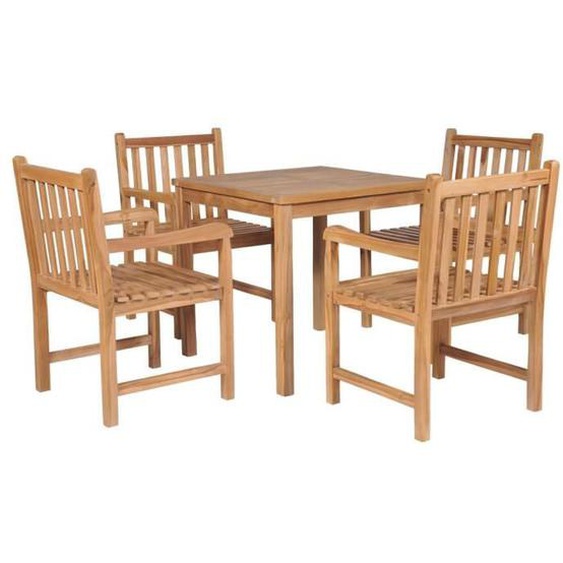 Ensemble de salle à manger - MOTHINESSTO - LY0572 - Bois de teck - 5 pièces - Résistant aux intempéries