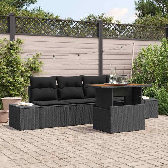 Ensemble de salle à manger pour jardin 5 pcs Noir et Marron