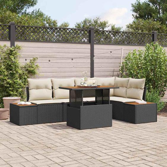 Ensemble de salle à manger pour jardin 6 pcs Noir et Beige