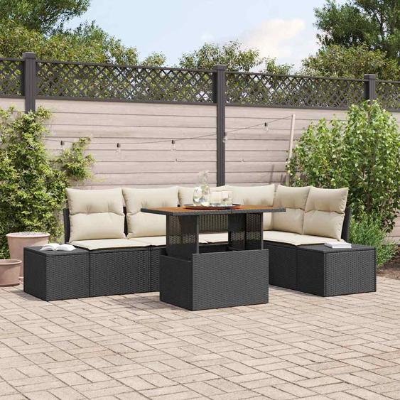 Ensemble de salle à manger pour jardin 6 pcs Noir et Crème