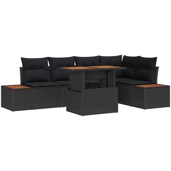 Ensemble de salle à manger pour jardin 6 pcs Noir et Marron