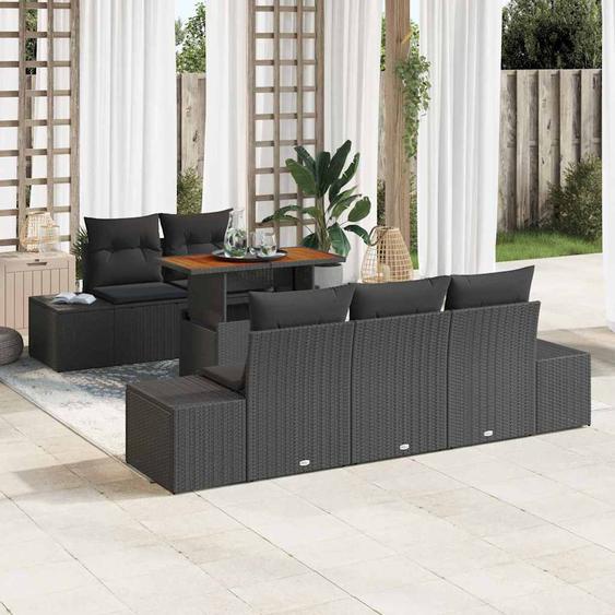 Ensemble de salle à manger pour jardin 6 pcs Noir et Marron