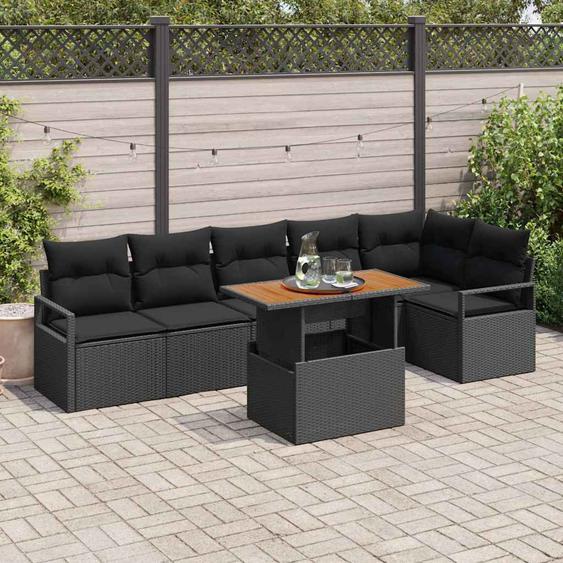 Ensemble de salle à manger pour jardin 7 pcs Noir et Marron