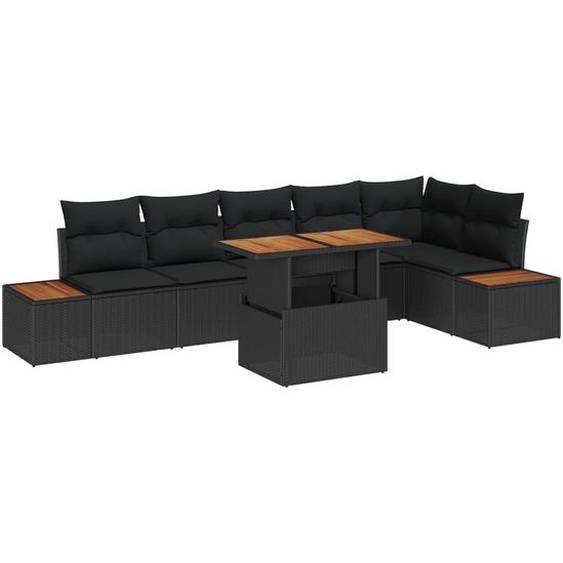 Ensemble de salle à manger pour jardin 7 pcs Noir et Marron