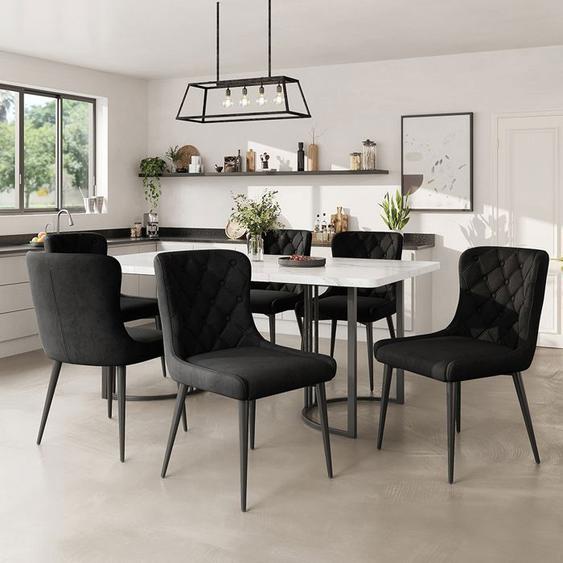 Ensemble de salle à manger Table 140x80cm avec 6 chaises pieds de chaise en fer noir Chaise noir