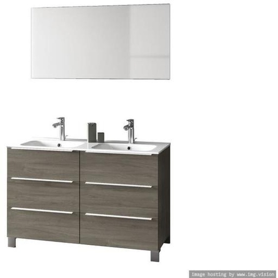 Ensemble de salle de bain double vasque 4 LARISSA chêne cendré