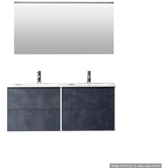 Ensemble de salle de bain double vasque 4 pièces IGEA bleu pierre