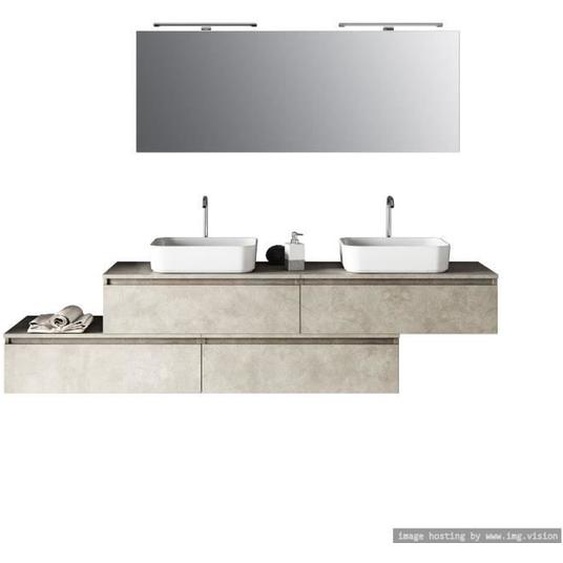 Ensemble de salle de bain double vasque 9 pièces ASTRA havane