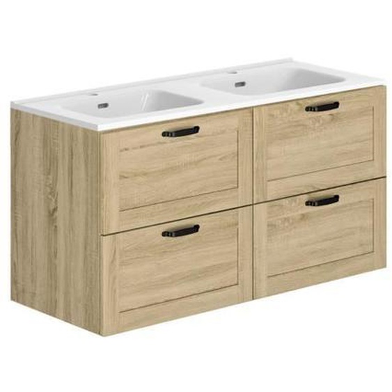 Ensemble de salle de bain suspendu 120 cm - ALLIBERT BATH & DESIGN - Cambridge - 2 tiroirs - Double vasque
