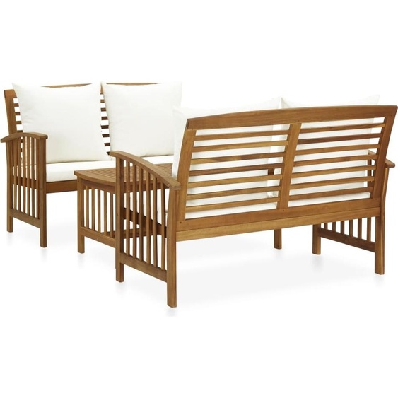 ensemble de salon de jardin 3 pièces avec coussins en acacia massif