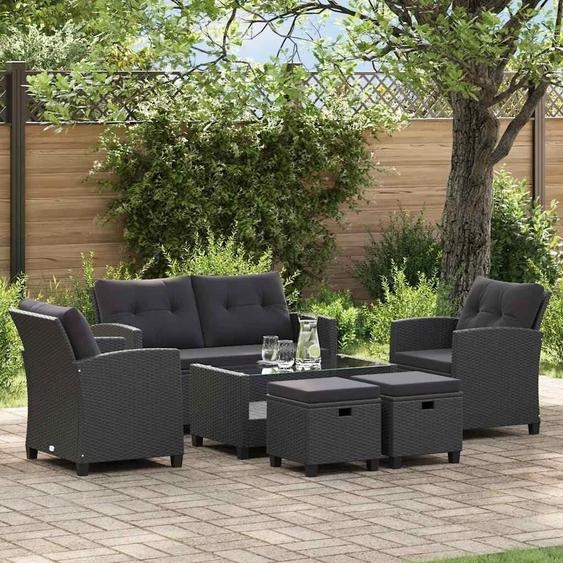 Ensemble de salon de jardin, ensemble de table basse, mobilier de détente, mobilier de jardin, ensemble de salon, noir, résistant aux intempéries, rotin synthétique (PE)