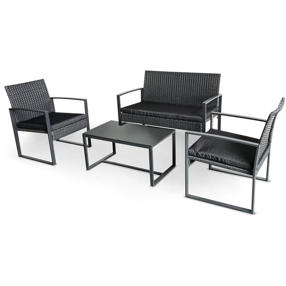 Ensemble de salon de jardin - Ensemble de table et chaises - Groupe de sièges - Mobilier de jardin - Canapé de jardin - Métal résistant aux intempéries - Rotin synthétique