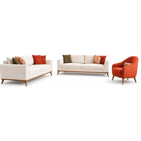 Ensemble de salon moderne, design beige, élégant, avec un canapé confortable