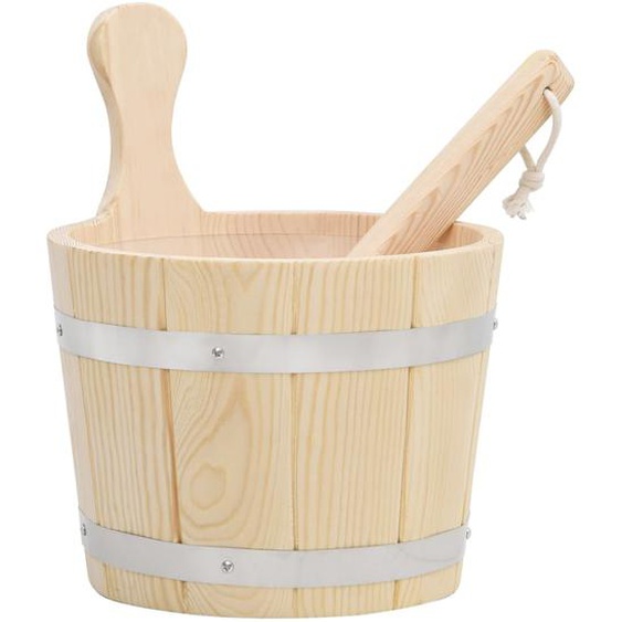 Ensemble de seau et louche pour sauna Bois massif de pin